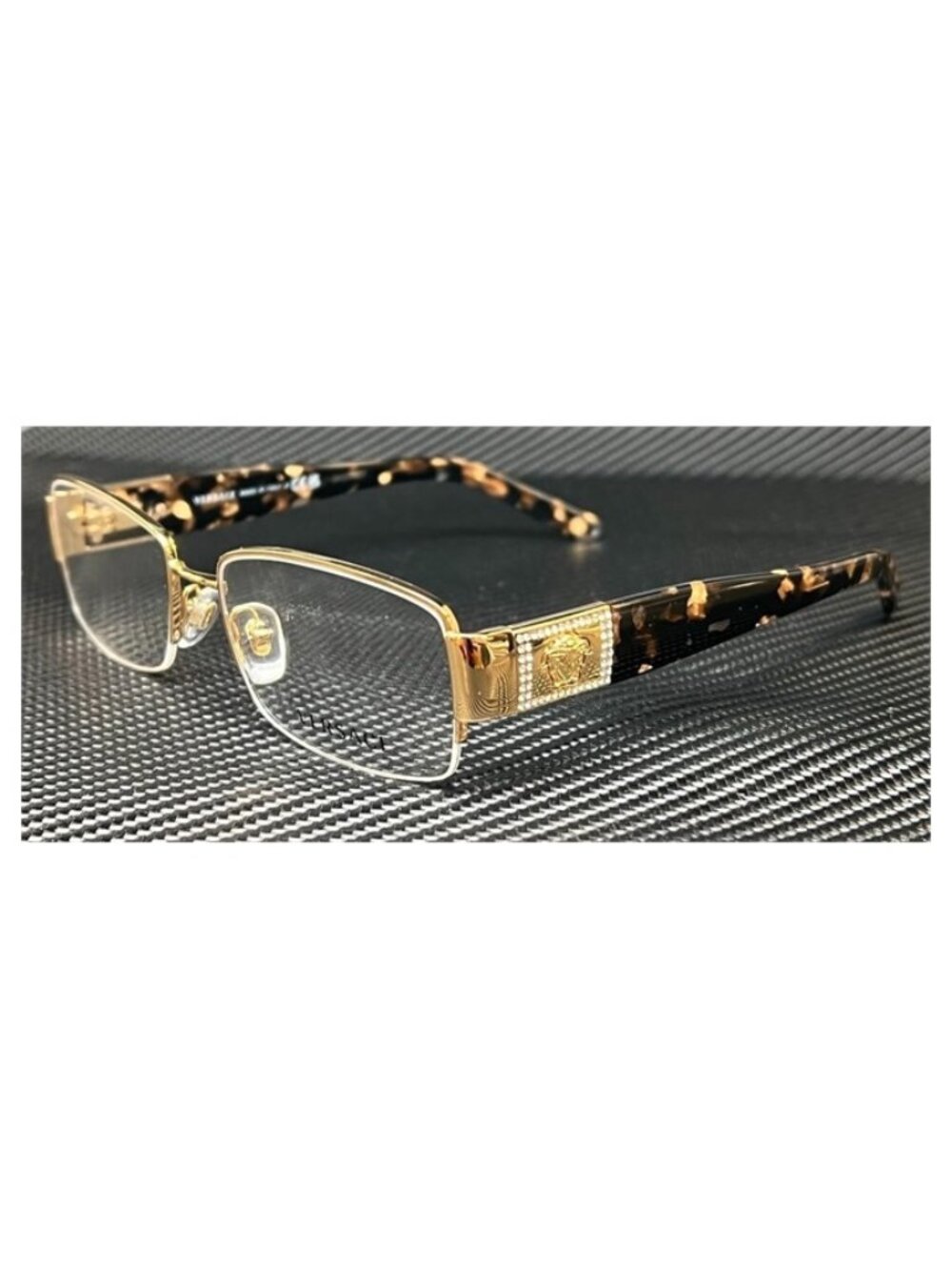 New Versace Women  Gold Havana Eyeglasses  53- 17-